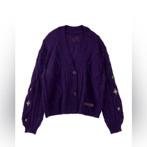 Taylor Swift Speak Now TV Taylor's Version Cardigan Purple Gold Stars Size MD/LG - Picture 2 of 16